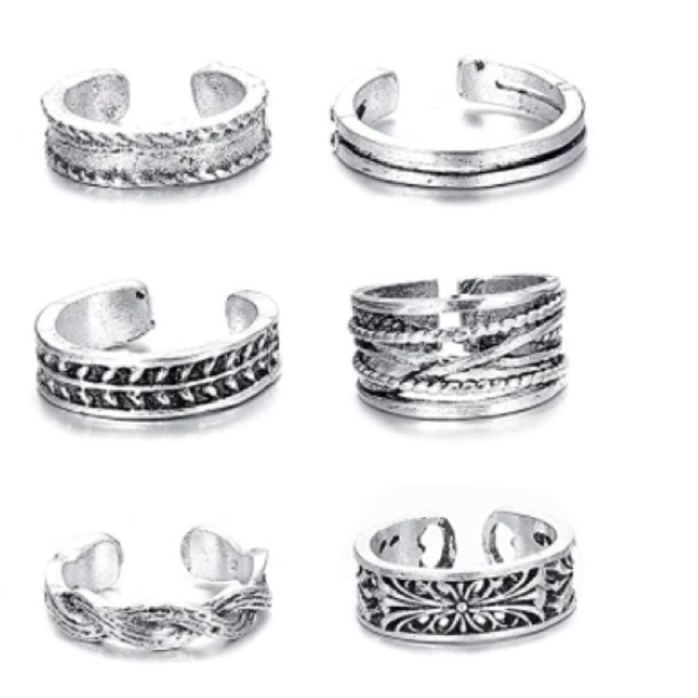Silver Boho Adjustable Open Toe Rings - Set of 30 - Picture 4 of 10